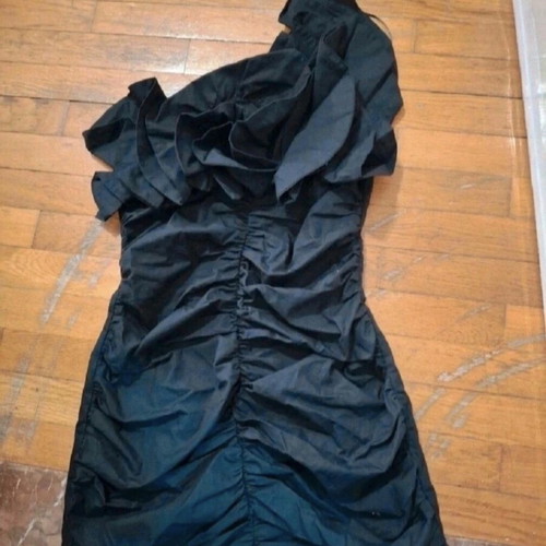 Zara black dress with ruffles, new, size S