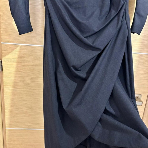 Zara office dress below the knee with 3/4 sleeve like new, blue