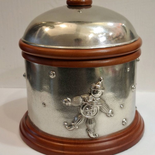 Chopard Royal Selangor Pewter & Wood Happy Clown Storage Box like new