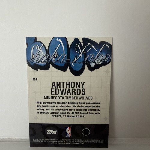 Topps 2025-26 NBA Hoops Anthony Edwards Boom Shaka Laka SSP BO-6 Wolves card