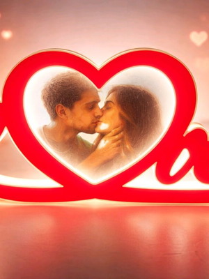 Illuminated LOVE with photo personalized romantic gift new