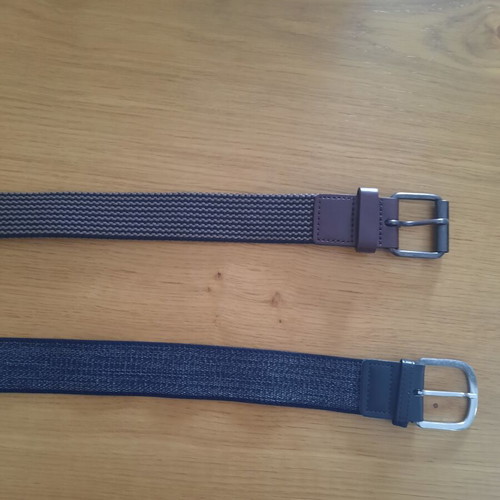 Elastic belts used, blue and brown, sizes 120cm and 105cm