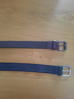 Elastic belts used, blue and brown, sizes 120cm and 105cm