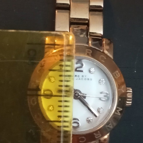 Marc Jacobs Mini Amy ladies watch used, white dial stainless steel rose gold bronze tone MBM 3227