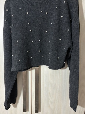 Zara crop top blouse medium new, gray