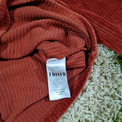 Edited velvet high neck top size S like new, brick red