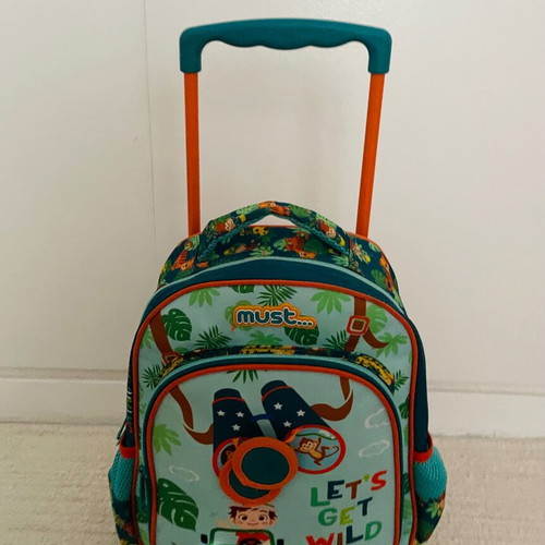 Must Kids Backpack with Wheels used, Jungle Design and Light-Up Car