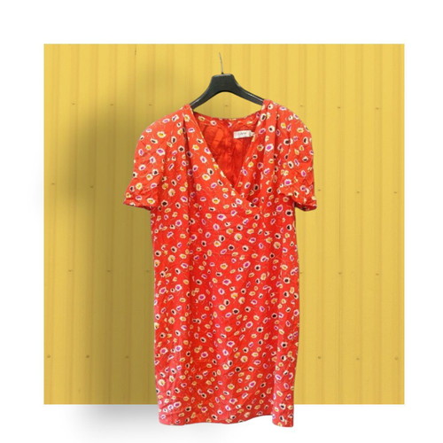 Silk dress XL like new, colorful with lining