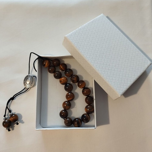 Worry beads with tiger eye semiprecious stones new