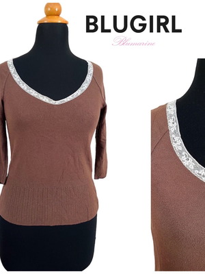 Blugirl vintage blouse used, brown with lace