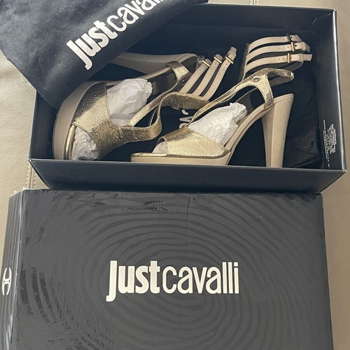 Just Cavalli leather sandals like new, gold, size 39