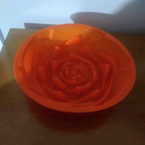 Silicone cake mold rose shape nonstick orange