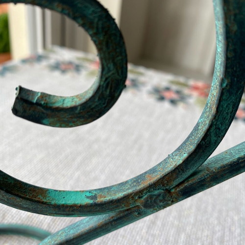 Vintage wrought iron candle holder used, year 1993 with minor oxidations