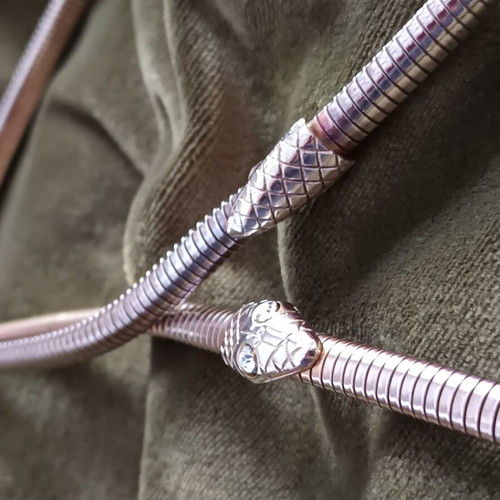 Vintage metal snake belt silver with iridescent hues, like new