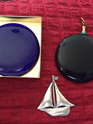 Large Eyes Made of Blown Glass New, Dark Blue