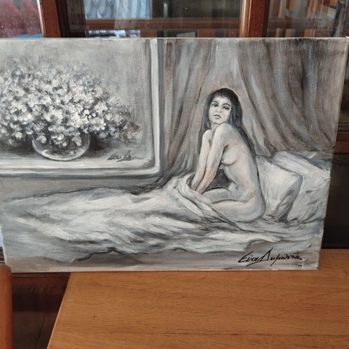 Oil painting nude on canvas 36x23cm
