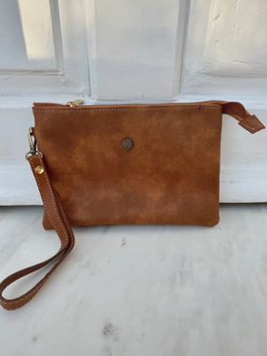 Thiros clutch bag brown like new with golden details