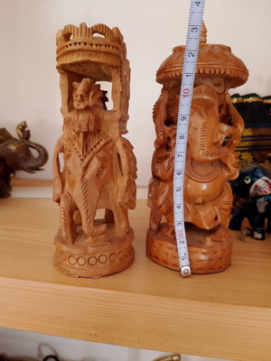 Wooden carved statues ambabari and ganesa like new