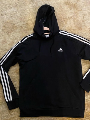 Adidas hoodie black with white stripes like new