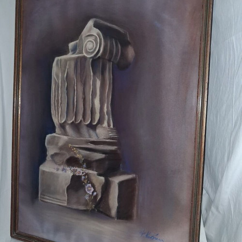 Filia Kanaki Ionian Capital Pastel Painting like new 1985