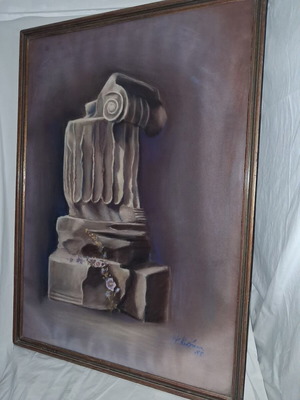 Filia Kanaki Ionian Capital Pastel Painting like new 1985