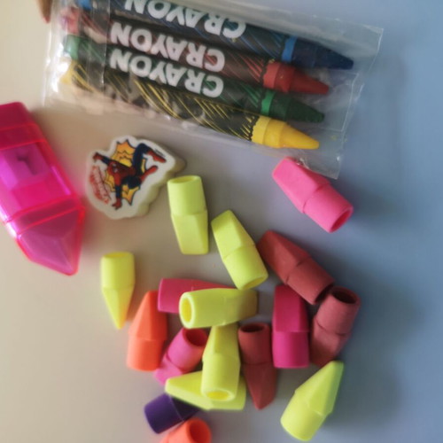 Set of 30 Pencils and 4 Crayons like new with many gifts