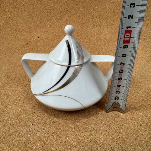 Vintage porcelain sugar bowl Mitterteich Bavaria used, retro design