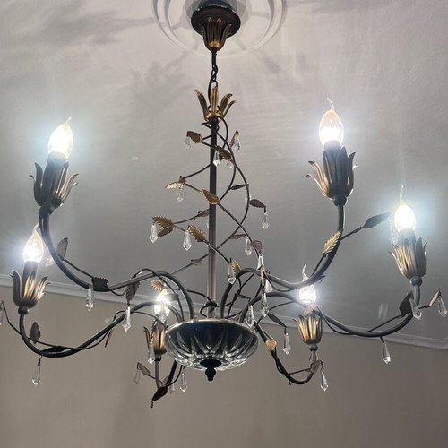 Chandelier lighting used with Swarovski crystals and 6 bulbs