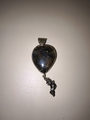 Opal pendant with meteorite, silver, used