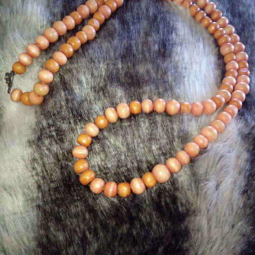 Orange long wooden necklace like new