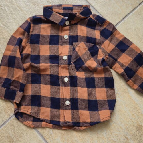 Baby checked shirt orange and blue 3–6 months 68 cm new
