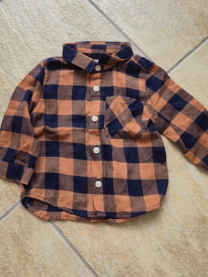 Baby checked shirt orange and blue 3–6 months 68 cm new