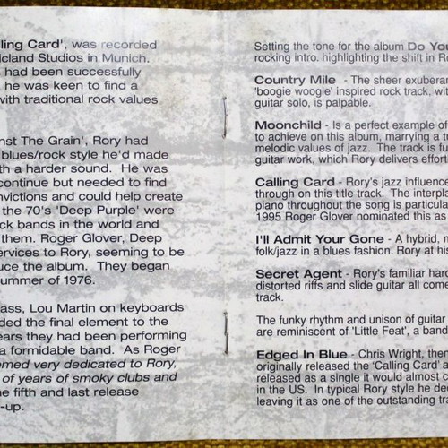 Rory Gallagher Calling Card CD άλμπουμ μεταχειρισμένο, επανέκδοση