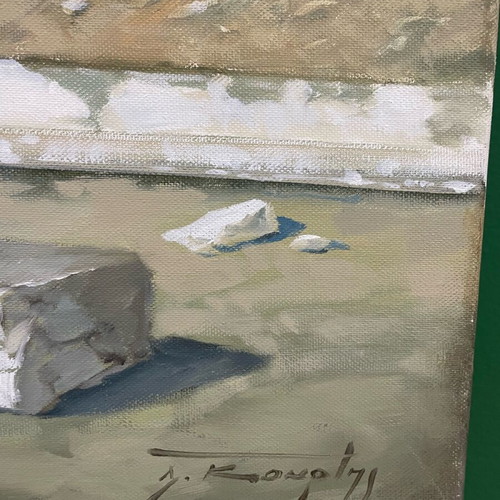 Oil painting used by Dimitris Kourtis featuring the columns of Olympieion