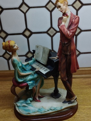 Porcelain figurine like new with wooden base