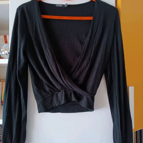 Bershka crossover blouse used, black, size XS