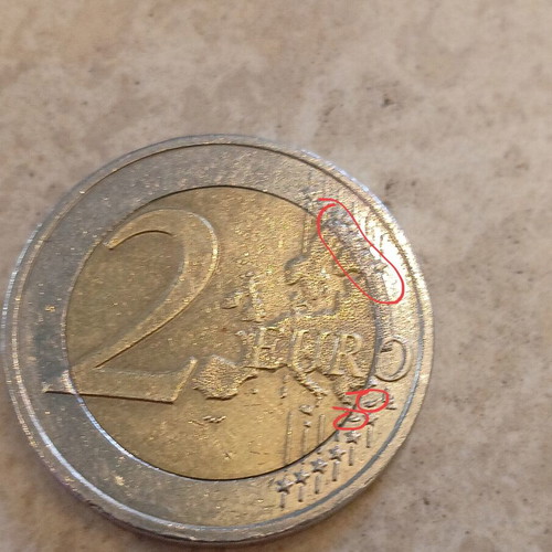 Greek commemorative 2 euro coin 2020 used with errors