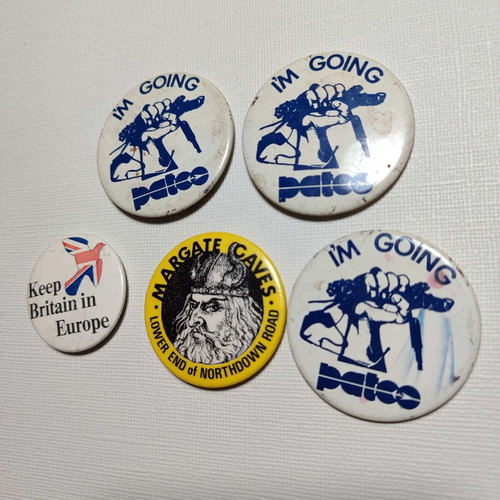 English Political Badges used, pack of 5 vintage 80s