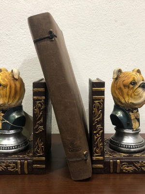 Bookends 2 with handmade binding and leather notebook new