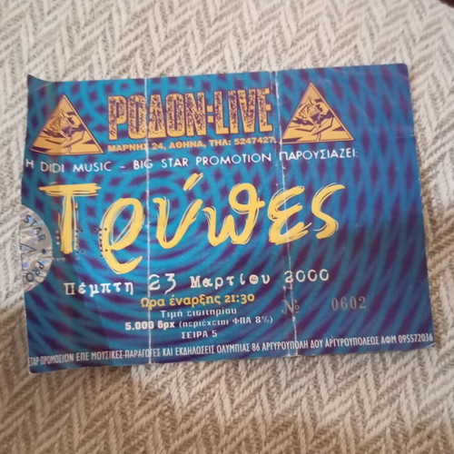 Ticket from Trypes concert at Rodon 2000 like new