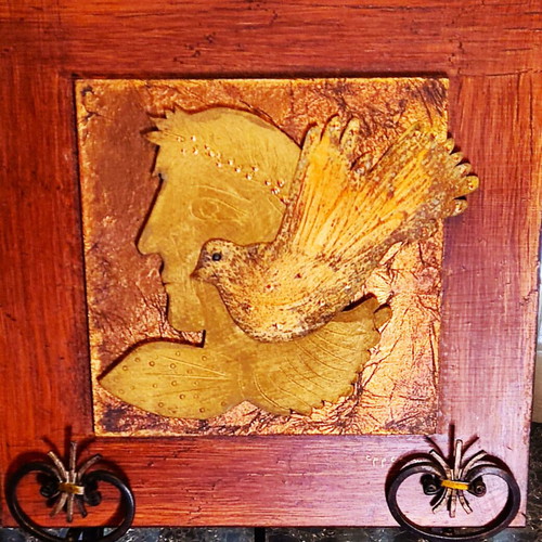 Relief artwork Errea.m 40x40 cm like new, mixed media