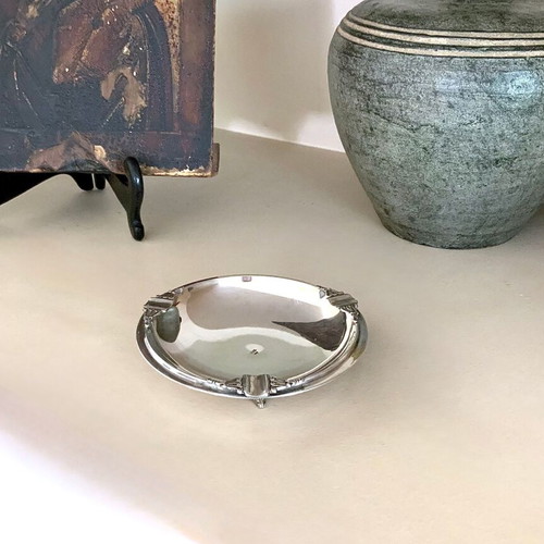 Silver ashtray 925 used with 3 carved legs