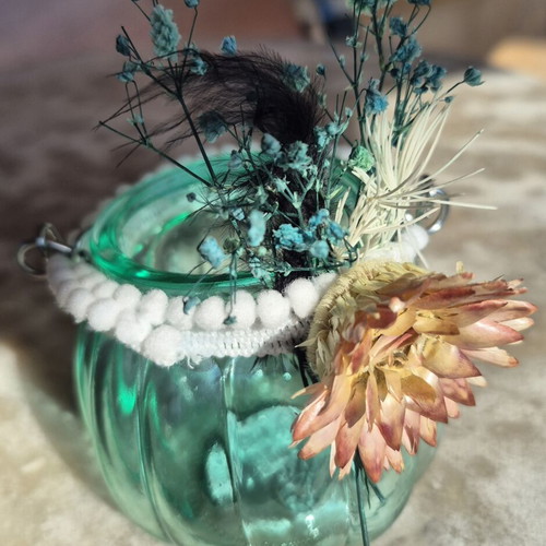 Handmade tealight lantern with dried flowers
