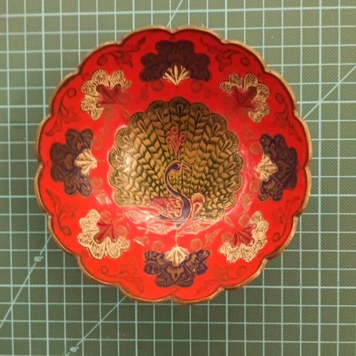 Vintage brass bowl like new with peacock design