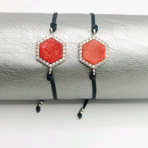 Handmade bracelets with red agate stone, 2 pieces, new