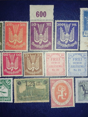 Weimar Germany mint postage stamps