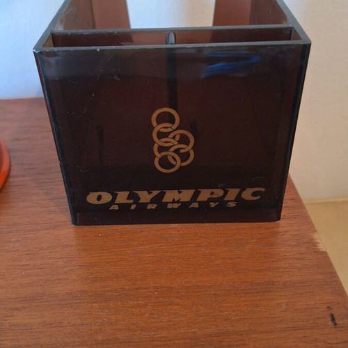 Olympic Airways pencil holder used with signs of wear and age
