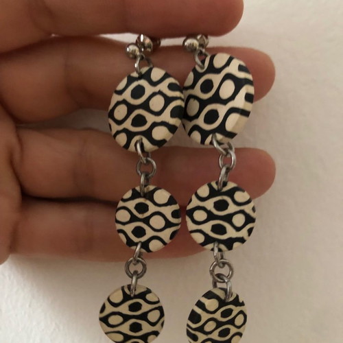Wooden hanging earrings used, painted