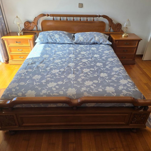 Solid Walnut Double Bed with 2 Nightstands used