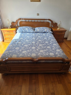 Solid Walnut Double Bed with 2 Nightstands used